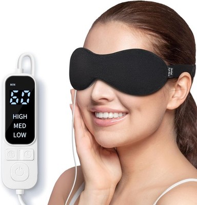 Heated Eye Mask for Dry Eyes, USB Electric Eye Heating Pad with Storage Bag, Soo
