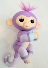 Fingerlings Interactive Baby Monkey Finger Toy Pink Hair WowWee Light Blue