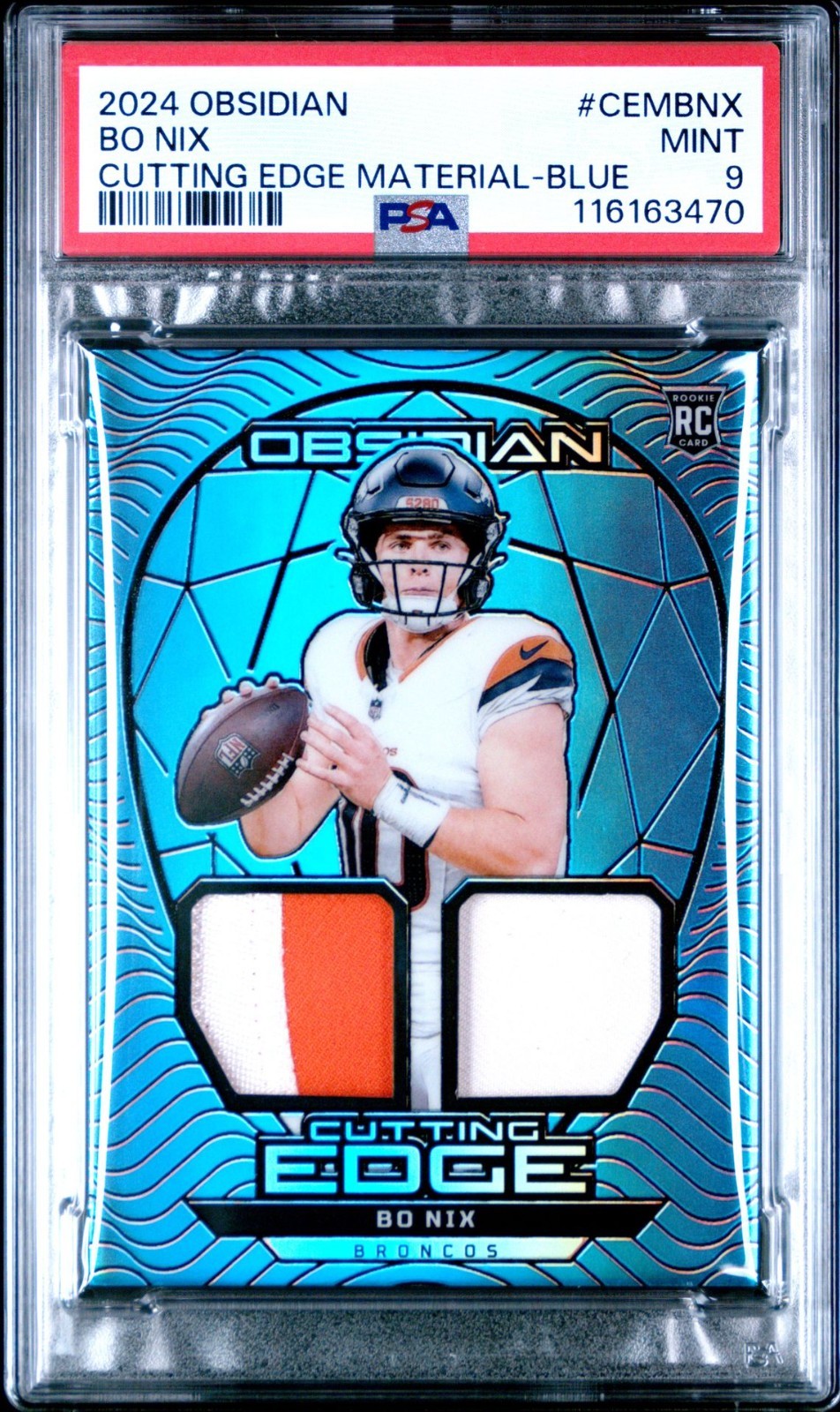 Bo Nix Panini Obsidian Cutting Edge Materials #CEMBNX Blue