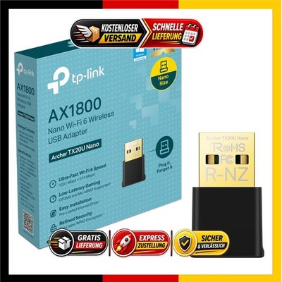 TP-Link Archer TX20U Nano WiFi 6 AX1800 WLAN Adapter USB Stick für PC Win 10/11