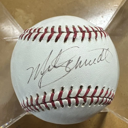 BASEBALL~SIGNED MIKE  SCHMIDT (HOF) RAWLINGS PONY LEAGUE BASEBALL & CUBE