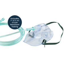 Medium Concentration Elongated Adult Oxygen Mask, Standard Connector  7' Tubing