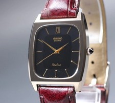 Vintage 1982 MINT Seiko Dolce 5931-5341 Gold Tungsten Qz Mens Midsize Watch