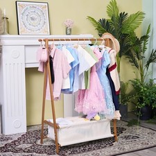 Bamnestor Bamboo Kids Clothing Rack with Storage Box - Foldable,Kids Dress Up...