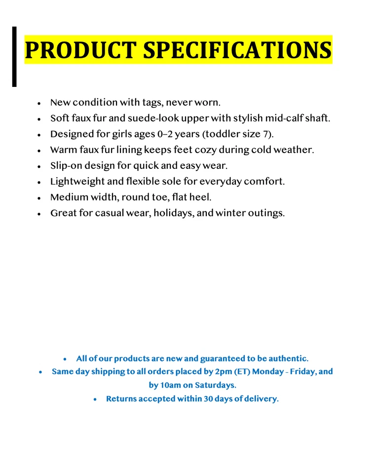 Bebe Toddler Girls Faux Fur Fashion Winter Boots Size 7 Pink-White Lightweight - Image 2 of 4