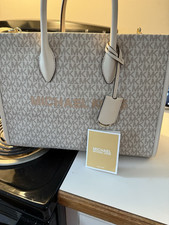 Michael Kors Logo Tote Bag Beige Double Handl...