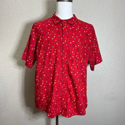Spencer s  Workshop Get Lit Mens Woven Button Up Shirt Size XL Short Sleeve