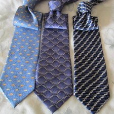 3 Classic Designer Neckties Nautical Dolphins Nature Conservancy Silk Hand Made