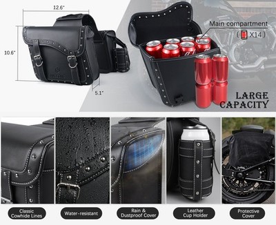 Motorcycle PU Leather Saddlebags Side Tool Luggage For Harley
