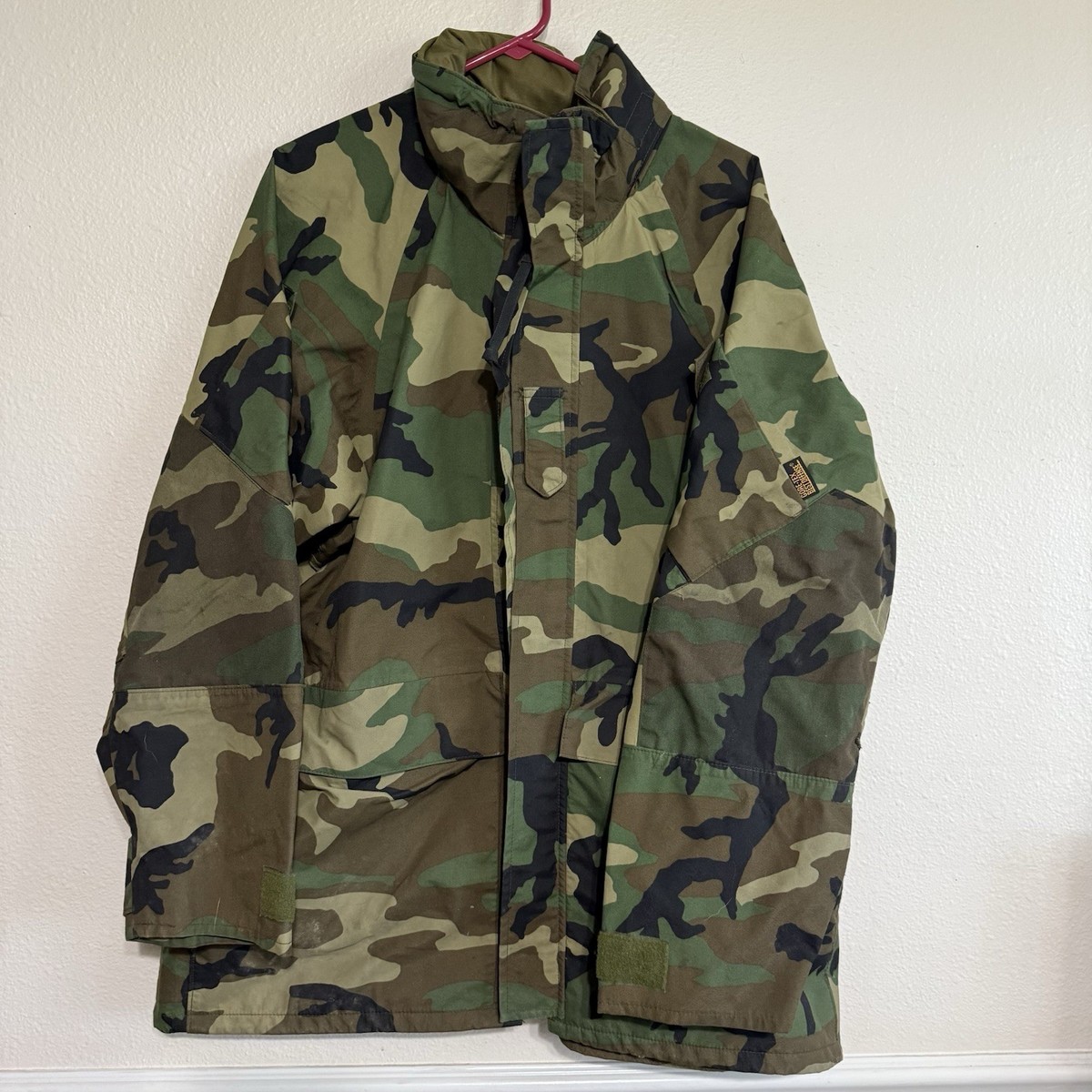 Military Jacket Large Parka Cold Weather Woodland Camo Wet