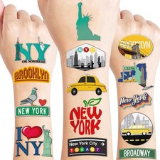 96 PCS New York City NYC Pre-Cut Temporary Tattoos for Kids Small, various