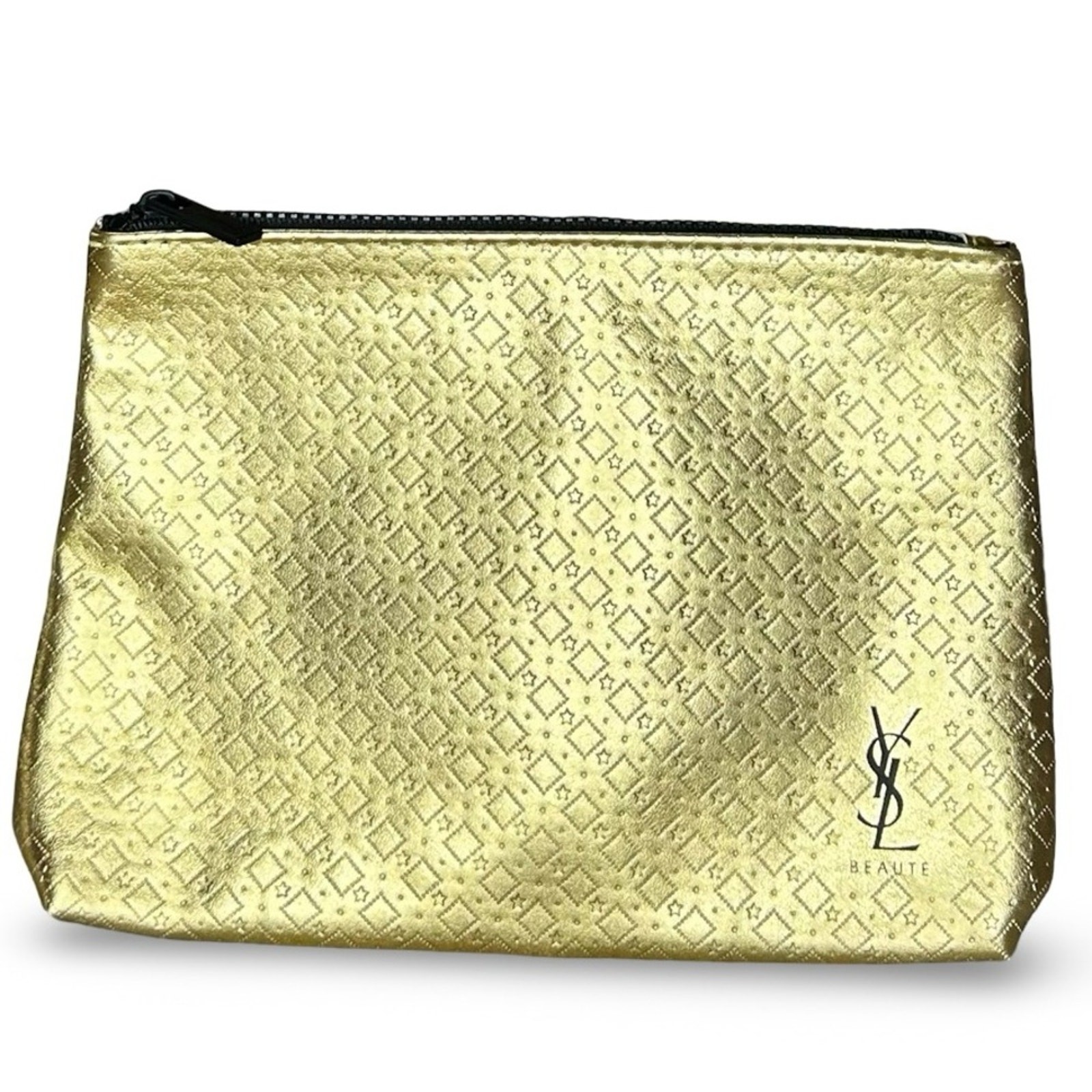 Borsa cosmetica Yves Saint Laurent Beaute oro metallizzato design trucco articoli da toeletta