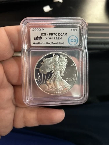 2000-P Proof American Silver Eagle ICG PR70 DCAM Austin Hutto Signed