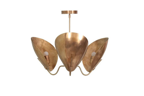 3 Light Curved Shades Pendant Mid Century Modern Raw Brass Sputnik chandelier li - Picture 3 of 5