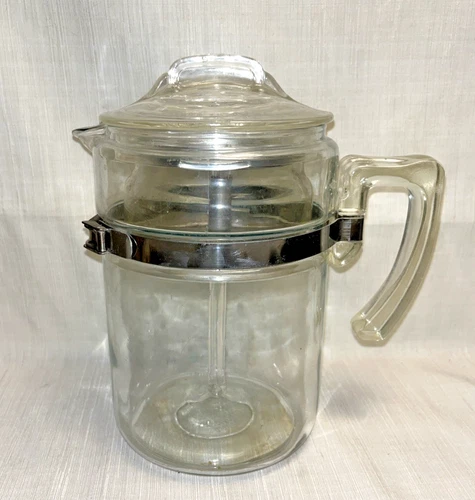 Vintage Pyrex Flameware 7826-B Glass 6 cup Stovetop Coffee Percolator Complete