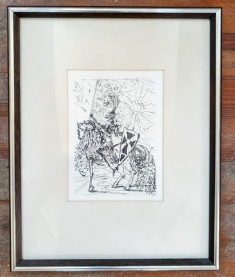 Mid-Century Original Etching El Cid By Salvador Dali Collector's Guild