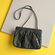 SAKS FIFTH AVENUE Vintage Gray Snakeskin Clutch Shoulder Handbag