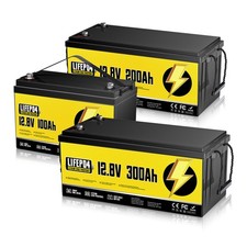 12V 100AH 300Ah LiFePO4 Lithium Battery 15000+ Deep Cycles Solar RV Off-grid BMS