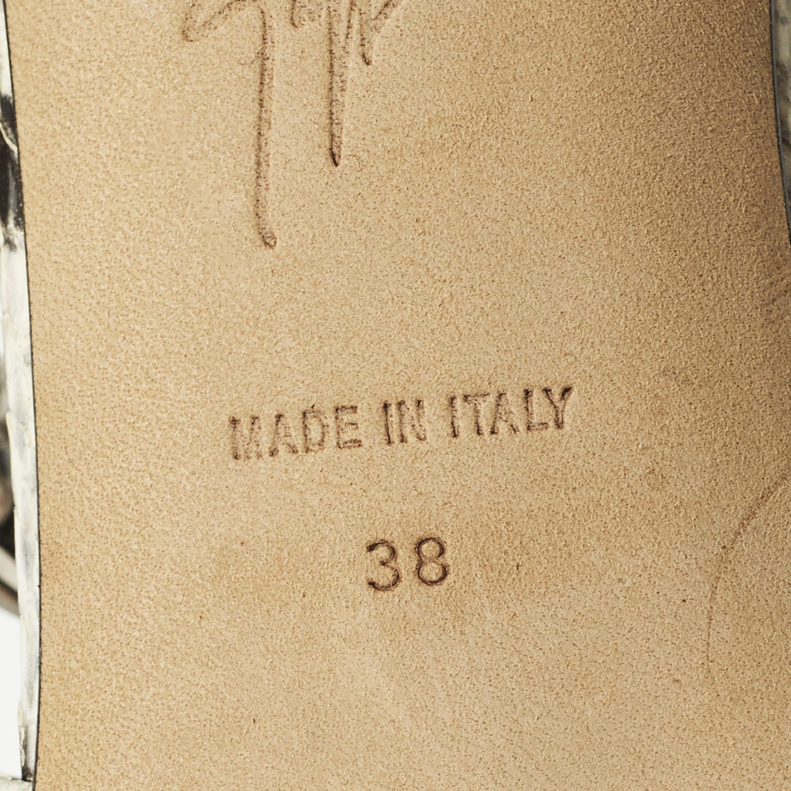 Giuseppe Zanotti Size 38 BlackWhite Python Emboss… - image 8