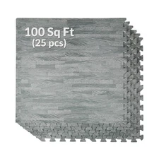 Home Aesthetics 100 Sq. Ft 3/8 Inch Thick Printed Foam Tiles Interlocking Foa...