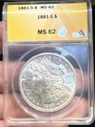 1881 S Morgan Dollar MS 62 ANACS Silver Uncirculated SKU:I23150