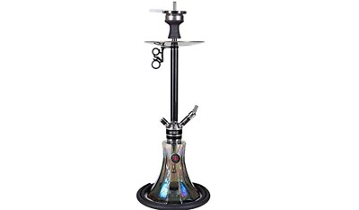 Carbon Fiber Black Made in Germany Hookah Heavy Metal SS Glass Shisha w/ 4 Hose