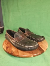 J&M Johnston And Murphy Black/Brown Leather Driving Loafers Shoe Size 11 M