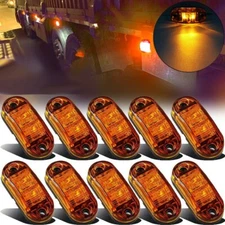 10pk 2.5" Oval Trailer/RV LED Side Marker Lights - Amber Clearance Indicators US