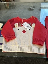 Mothercare Knitted Christmas Top And Trousers 1-3 M New