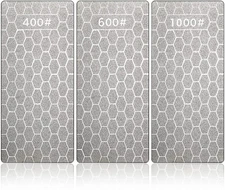 3PCS 400 600 1000 Grit Diamond Knife Sharpening Plate Honing Bench Stone Kit Lot
