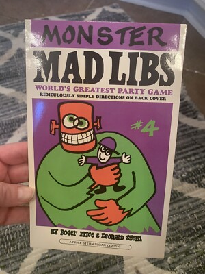 VINTAGE 80s! NEW! Monster Mad Libs #4 A Price Stern Sloan Classic Family Game