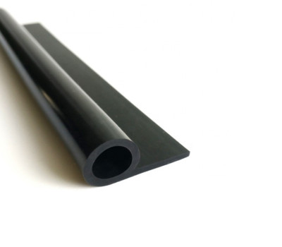 Rubber Seal, P-Shaped, 1 in. Width, 0.5'' Height, 1/16'' Thickness Black, 50 ft