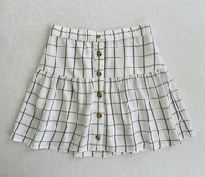 ABERCROMBIE  FITCH KIDS GIRL TEEN CHECKED SKIRT FRONT BUTTONS WHITE SIZE 15/16