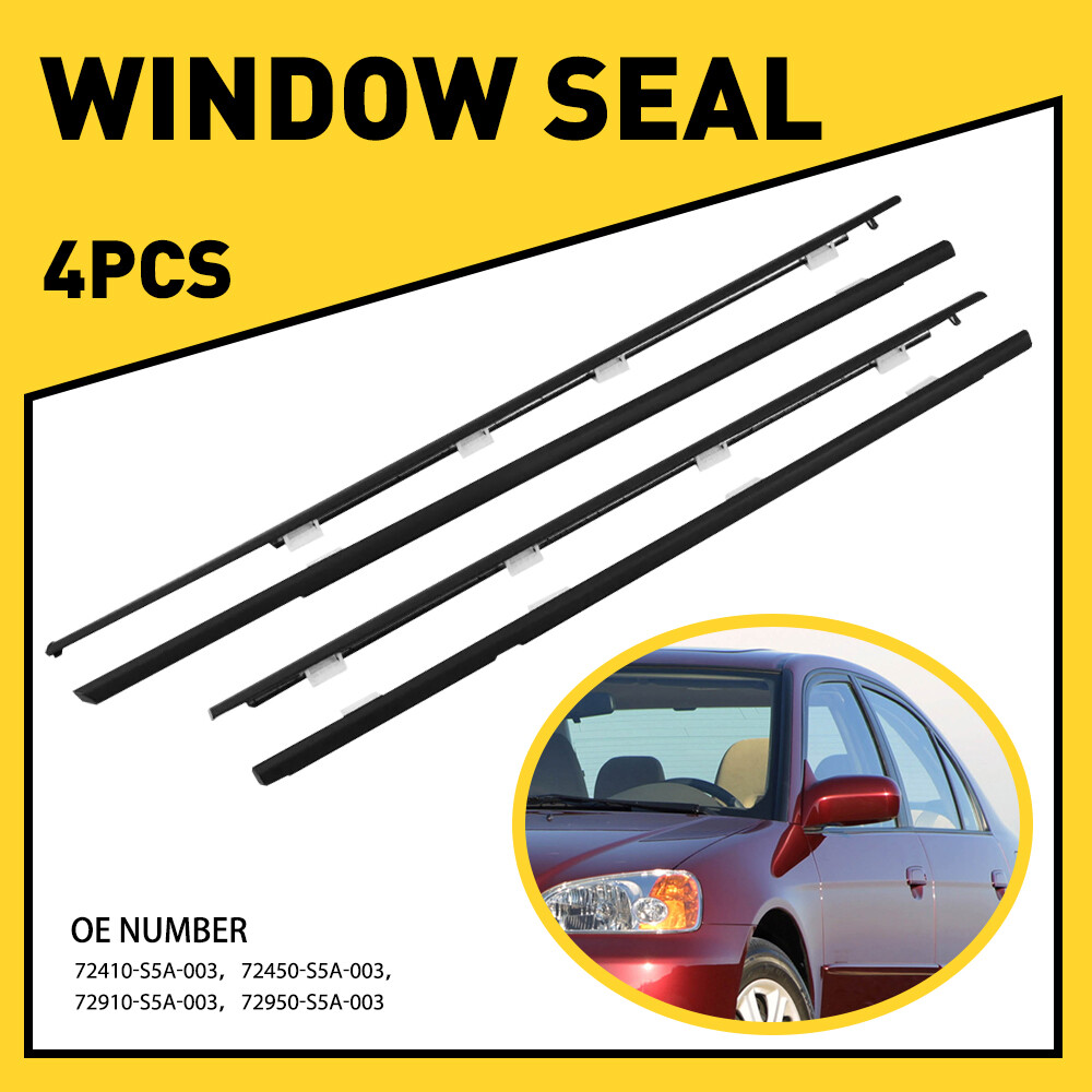 4PCS Weather Strip Mold Trim for 2001-2005 Honda Civic Window Door Seal