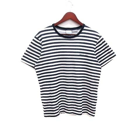 Excellent Columbia T-Shirt Cut Sew Border Short Sleeve L Navy 