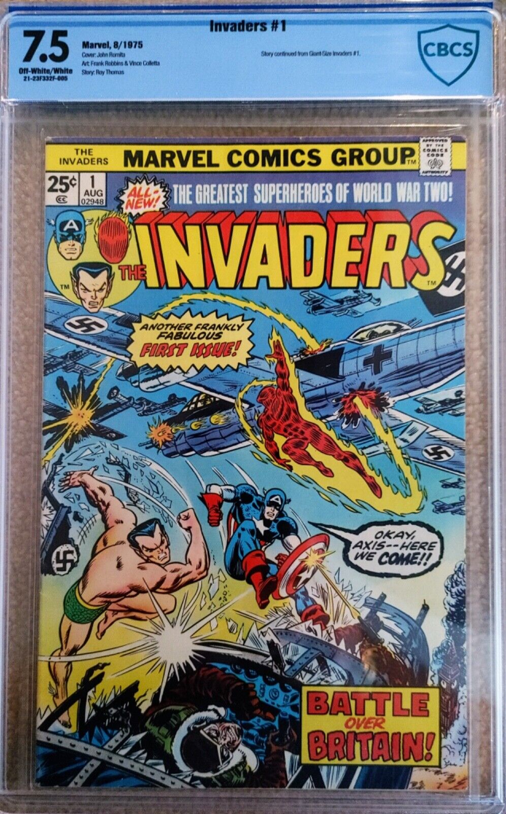 INVADERS #1 CBCS 7.5 1’ST FIRST KEY ISSUE 1975 JOHN ROMITA COVER not CGC PGX EGS