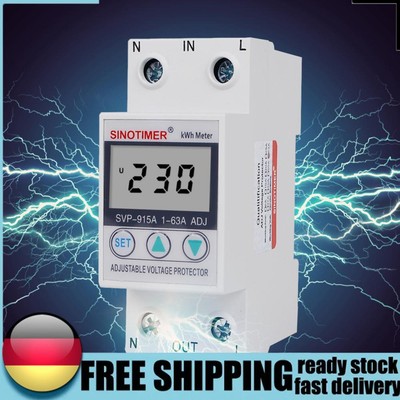 230VAC Voltage Protector Single Phase Adjustable KWH Volt Amp Sensor for House