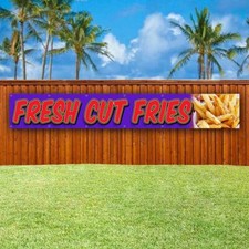 FRESH CUT FRIES XXL Banner Advertising Vinyl Flag Sign Many LARGE SIZES FOOD