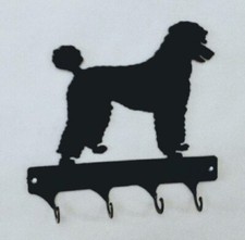 Poodle 4 Hook Leash or Key Holder Black Wrought Iron Look Made in USA