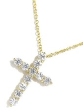 TIFFANY  Co. 18K Gold .42ct Diamond Cross Pendant Necklace
