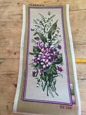 SKILFULLY COMPLETED MARGOT FLORAL SPRAY TAPESTRY PANEL 7 1/2" x 19"  