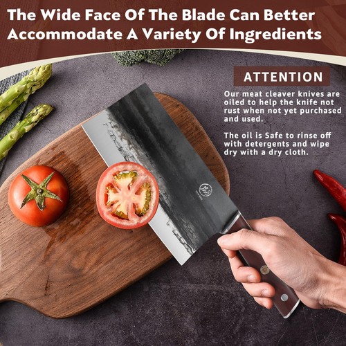 Meat Cleaver,8 Inch Cleaver Knife for Meat Cutting Chinese Cleaver Knife Heavy D - Picture 6 of 6
