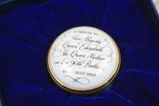 Halcyon Days Enamels trinket ring box screw lid 1990 Queen Birthday Tribute BOX