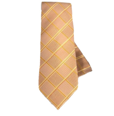 Jacob Alexander Men's Tie Hanky Set Orange Melon Gold Cream Polyester 3.75''