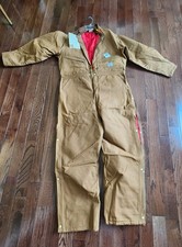 Vintage Size 44R Carhartt Brown Duck Insulated Coverall with leg zippers