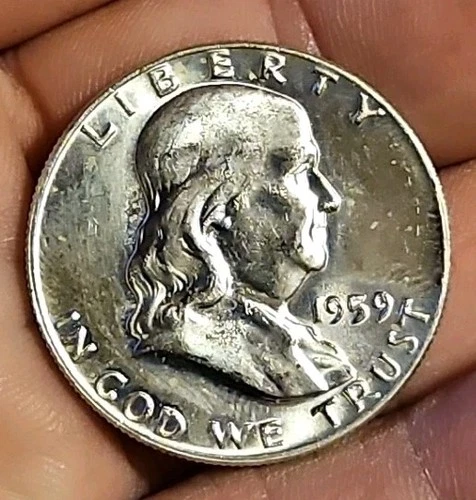 1959-D Silver Franklin Half Dollar UNC 90% Silver