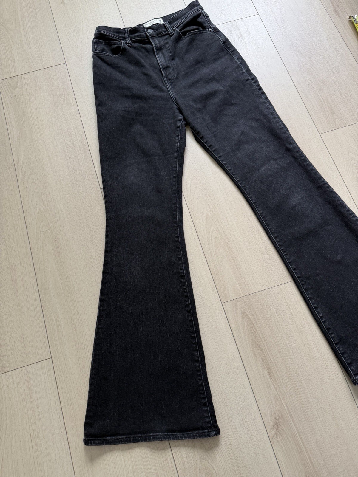 Abercrombie & Fitch Women's Black Denim Flared Ultra High Rise Curve Love Jeans