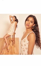 Reformation Bo Linen Floral Mini Dress - size Small