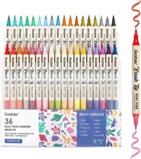 Grabie 72 Colors Acrylic Paint Markers, Soft Brush Tip Acrylic Markers Set,