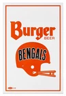 12x8in METAL SIGN Burger Beer Bengals Vintage Metal Sign Orange Football Helmet